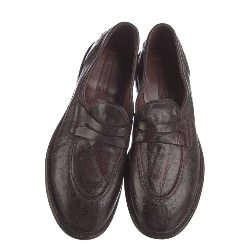 Lemargo Handmade Buffalo Loafer In Brown Cognac Size 40 Made Italy